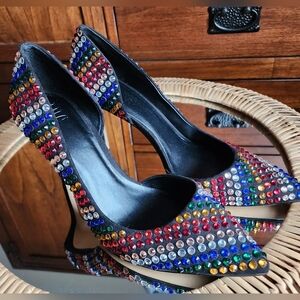 Colorful Rhinestone Embellished Women's Heels